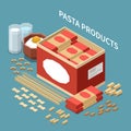 Macaroni Pasta Production Colored Isometric Concept Royalty Free Stock Photo