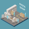 Macaroni Pasta Production Isometric Colored Concept