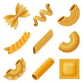 Macaroni pasta spaghetti mockup set, realistic style