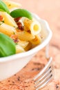 Macaroni with pesto close up Royalty Free Stock Photo