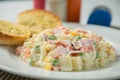Macaroni salad with mayonnaise Royalty Free Stock Photo