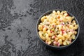 Macaroni Salad with red bell pepper, onion, celery, gherkins and mayonnaise dressing Royalty Free Stock Photo