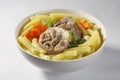 Macaroni soup with pork hock