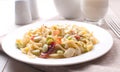 Macaroni with vegetables and meat Royalty Free Stock Photo