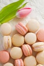 Macarons from above with tulip