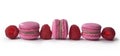 Macarons al lampone in fila Royalty Free Stock Photo