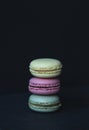 Macarons cake on a dark background