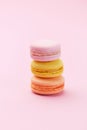 Macarons. Colorful Macaroons On Pink Background