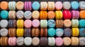 macarons dessert with vintage pastel tones. close up. Small French cakes. Culinary and cooking concept