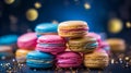 macarons dessert with vintage pastel tones. close up. Small French cakes. Culinary and cooking concept