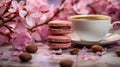 macarons dessert with vintage pastel tones. close up. Small French cakes. Culinary and cooking concept