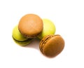 Macarons isolated colorful french biscuits