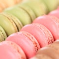 Macarons macaroons closeup square cookies dessert from France