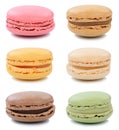 Macarons macaroons cookies collection dessert from France isolated