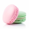 Macarons macaroons isolated on white background, cream pastel chic cafe dessert, sweet food and holiday cake for luxury