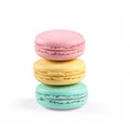 Macarons macaroons isolated on white background, cream pastel chic cafe dessert, sweet food and holiday cake for luxury