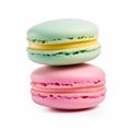 Macarons macaroons isolated on white background, cream pastel chic cafe dessert, sweet food and holiday cake for luxury