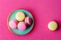 Macarons Pastel colors on a Gold rimmed plate