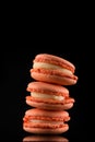 Macarons Pile, Tasty Pink leaning Stack of Macarons, cool design on black background