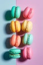 Macarons in a rainbow of colors arranged in a unique formation