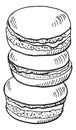 Macarons stack. French biscuit sketch. Hand drawn cookie