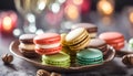 macarons - is a sweet meringue-based confection made with egg white, icing sugar, granulated sugar, almond mea