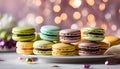 macarons - is a sweet meringue-based confection made with egg white, icing sugar, granulated sugar, almond mea