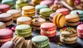 macarons - is a sweet meringue-based confection made with egg white, icing sugar, granulated sugar, almond mea