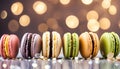 macarons - is a sweet meringue-based confection made with egg white, icing sugar, granulated sugar, almond mea