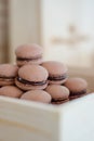 Piles of delicious chocolate macaron