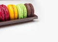 Macaroon, colorful dessert in package box