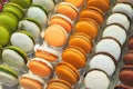 Macaroon cookies closeup as Background. Almond Dessert.