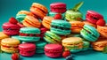 macaroon cuisine food flavor , color , mint leaves cuisine confectionery biscuit