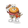 macaroon scottish with bagpipes vector. cartoon character