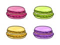 Macaroon set. French colorful macaron. Sweet almond dessert. Vector illustration