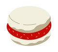 Macaroon with strawberry jam flat illustration Sweet dessert