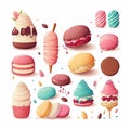 macaroon, sweets, white background, vector illustration, Made by AI,Artificial intelligence