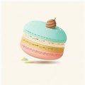 macaroon, sweets, white background, vector illustration, Made by AI,Artificial intelligence