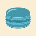 Macaroon french dessert vector blue illustration