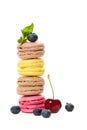 Macaroons with Berries and Mint Royalty Free Stock Photo