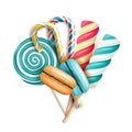 Macaroons Cakes And Lollipop Candies Set Vector