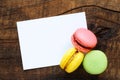 Macaroons with greeting card