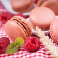 Macaroons, raspberries