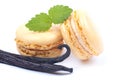 Macaroons with vanilla beans Royalty Free Stock Photo