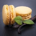 Macaroons with vanilla beans Royalty Free Stock Photo