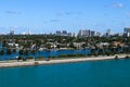 MacArthur Causeway, Palm Island and South Beach Hotels and Condos Royalty Free Stock Photo