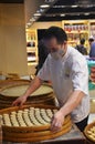 Almond cookies production in a street shop