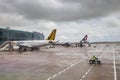 MACAU CHINA - AUGUST 20 : tiger airline plane parking in macau i