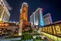 Macau, China - Casinos illuminated at night Royalty Free Stock Photo