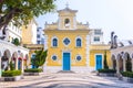 MACAU, CHINA - FEB 24th, 2023 - Chapel of St. Francis Xavier in Coloane Village on Taipa Island, Macau